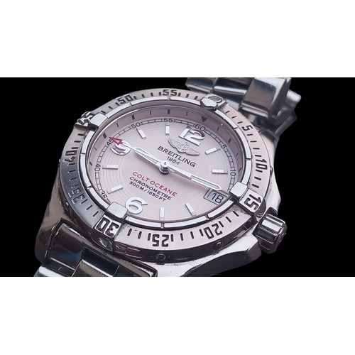 463 - A BREITLING STAINLESS STEEL ON BRACELET WITH DEPLOY CLASP COLT  OCEANE MODEL WITH DATE WINDOW AND SE... 