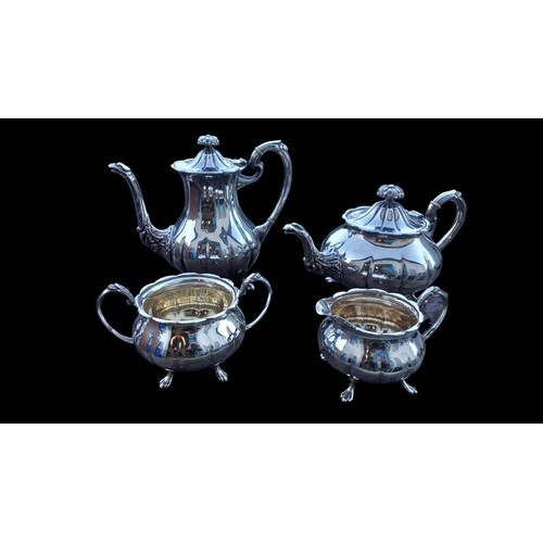 478 - A STUNNING SHEFFIELD SILVER 4 PIECE SERVICE CONSISTING OF A COFFEE, TEAPOT, CREAM & SUGAR BY COOPER ... 