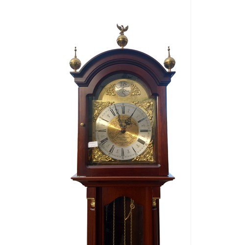 491 - MAHOGANY GRANDFATHER CLOCK BY JAMES STEWART OF ARMAGH