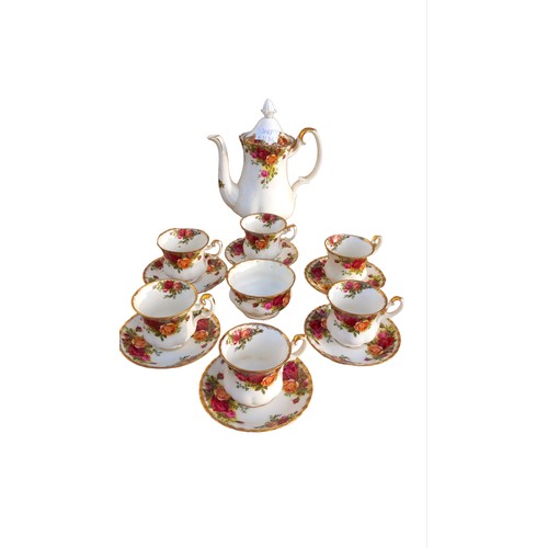 498 - A 14 PIECE OLD COUNTRY ROSE ROYAL ALBERT SERVICE TO INCLUDE THE COFFEE POT