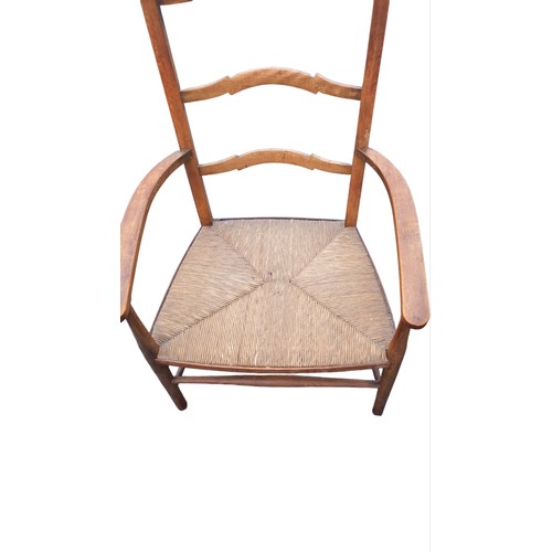 518 - ANTIQUE OAK ROPE SEAT CARVER CHAIR