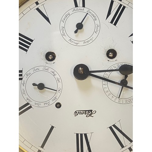 296 - BEAUTIFUL DOUBLE WEIGHT HERMLE CLOCK WITH CALENDER FACE