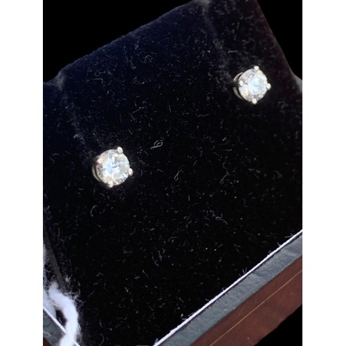 410A - 18ct WHITE GOLD DIAMOND STUD EARRINGS 0.33ct OF DIAMONDS WITH A SCREW SAFETY STEM BUTTERFLY BACK