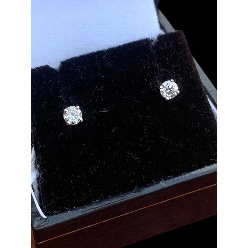 410A - 18ct WHITE GOLD DIAMOND STUD EARRINGS 0.33ct OF DIAMONDS WITH A SCREW SAFETY STEM BUTTERFLY BACK