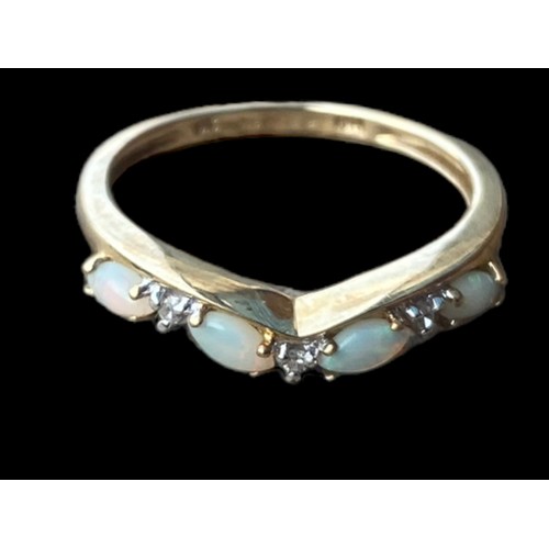 551 - A 9CT GOLD OPAL & DIAMOND RING