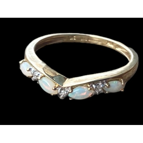 551 - A 9CT GOLD OPAL & DIAMOND RING