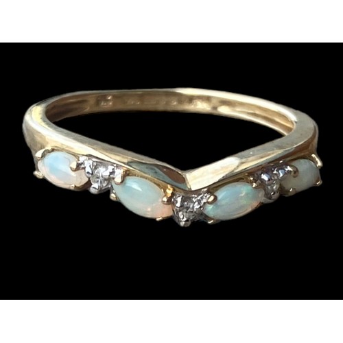 551 - A 9CT GOLD OPAL & DIAMOND RING