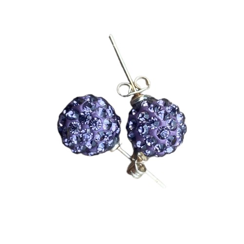 564 - A PAIR OF SILVER & AMETHSYT SET EARRINGS