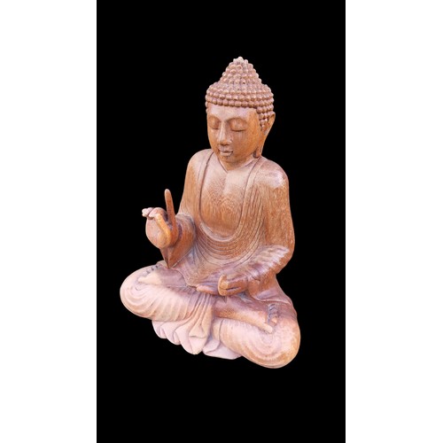 6 - LARGE CARVED WOODEN BUDDA 11