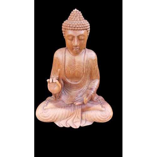 6 - LARGE CARVED WOODEN BUDDA 11