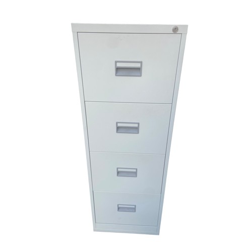 28 - A METAL 4 DRAWERED FILING CABINET WITH 2 KEYS