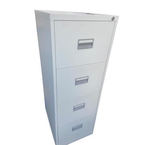 28 - A METAL 4 DRAWERED FILING CABINET WITH 2 KEYS