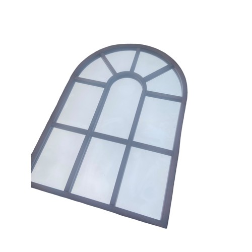 29 - A MAHOGANY ARCHED WINDOW MIIRROR AND 1 OTHER