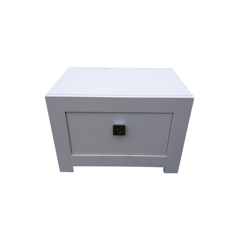 35 - HIGH WHITE GLOSS 1 DRAWER BEDSIDE