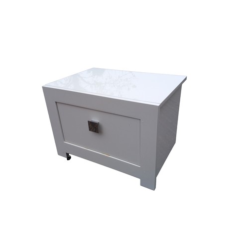 35 - HIGH WHITE GLOSS 1 DRAWER BEDSIDE