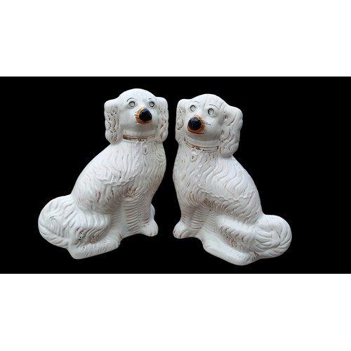 48 - A PAIR OF LARGE STAFFORDSHIRE FIRESIDE SPANIELS 14