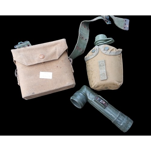 57 - TL122 ARMY TORCH WITH WATER BOTTLE & BINOCULARS POUCH