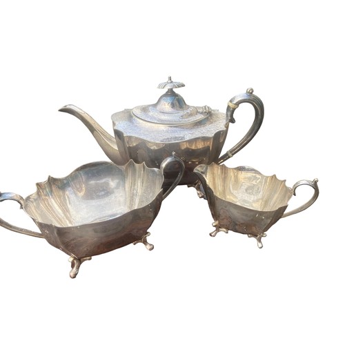 63 - A 3 PIECE SILVER PLATED TEA SERVICE