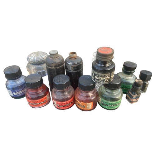 65 - A LOT OF INKWELLS/FOUNTAIN PEN BOTTLES