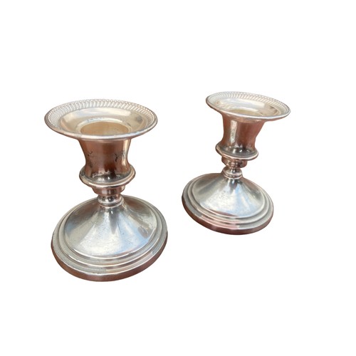 76 - A PAIR OF ANTIQUE PLATED CANDLESTICKS 4