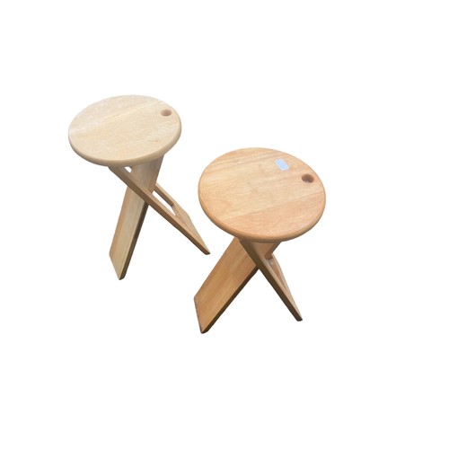 80 - A PAIR OF FOLDINHG PINE STOOLS