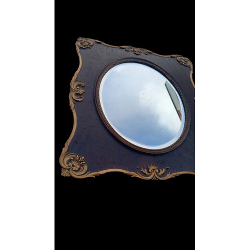 124 - 1920 GILT AND OAK BEVELLED EDGE MIRROR 19x24