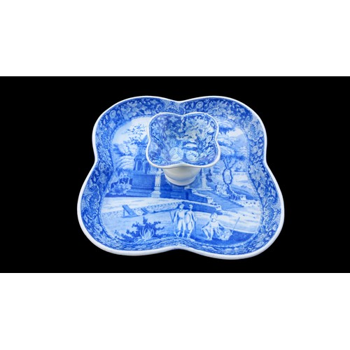 139 - AN UNUSUAL SHAPED VICTORIAN BLUE AND WHITE ENTREE DISH