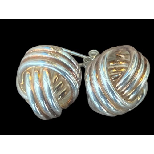 203 - A PAIR OF SOLID SILVER KNOT EARRINGS