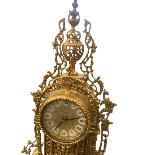 167 - AN ORNATE HEAVY BRASS CLOCK 11x19