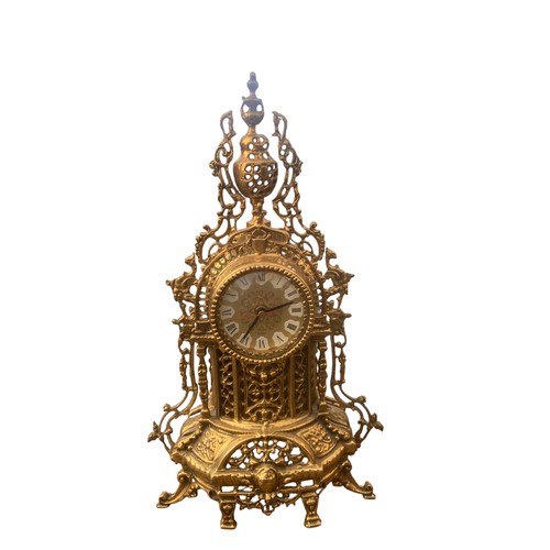 167 - AN ORNATE HEAVY BRASS CLOCK 11x19