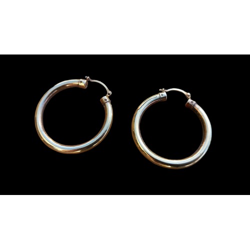 560 - A LARGE 3.5CM HOOP EARRINGS FULLY HALLMARKED 9CT ON STEM