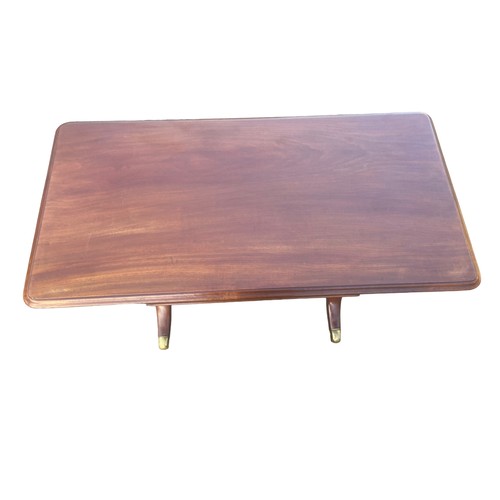 575 - A BEAUTIFUL REGENCY 1 DRAWERED TABLE WITH A FITTED DRAWER ON A QUAD BASE 45x23x24