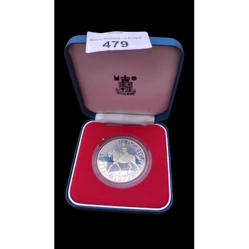 479 - SILVER PROOF CROWN COIN WITH PAPERWORK FROM ROYAL MINT AND IN CASE