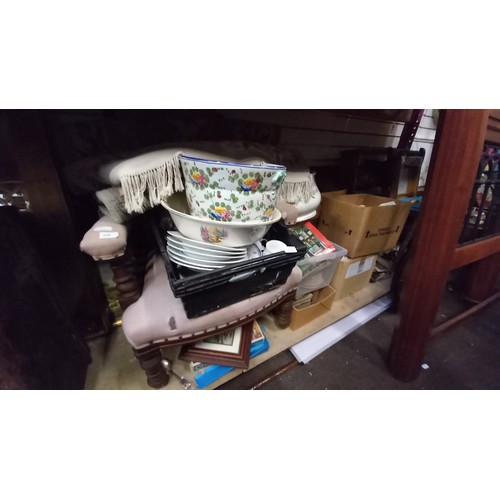 632 - A LARGE VARIED LOT OF GOODS TO INCLUDE STAMPS, COINS, COLLECTIBLES AND SO MUCH MORE (CHAIR NOT INCLU... 