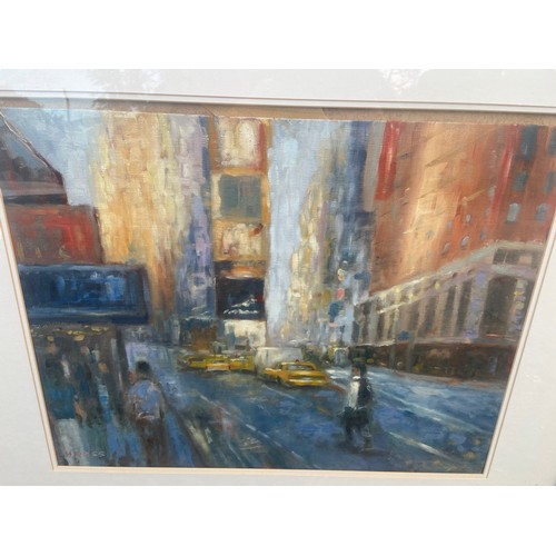 583A - A MIXED MEDIA  OF  NEW YORK STREET SCENE BY H ROSS 26.5X30