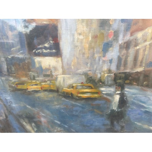 583A - A MIXED MEDIA  OF  NEW YORK STREET SCENE BY H ROSS 26.5X30