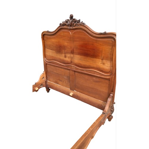 653 - SOLID WALNUT DOUBLE HEAVILY CARVED FRENCH BED