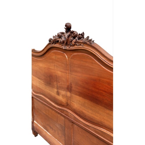 653 - SOLID WALNUT DOUBLE HEAVILY CARVED FRENCH BED