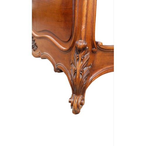 653 - SOLID WALNUT DOUBLE HEAVILY CARVED FRENCH BED