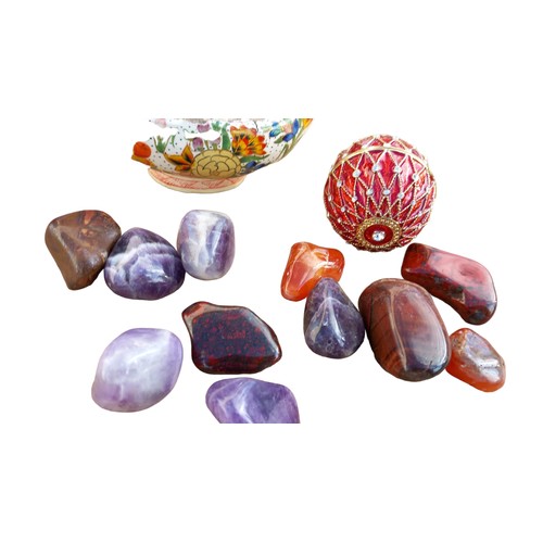 659 - A QUANTITY OF HEALING CRYSTALS AND A FABEREGE EGG