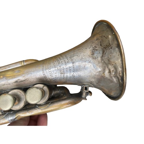 661 - A TRUMPET PRESENTED TO Mr S . EARLEY BY THE BELFAST CITY TRAMWAYS  MILITARY BAND