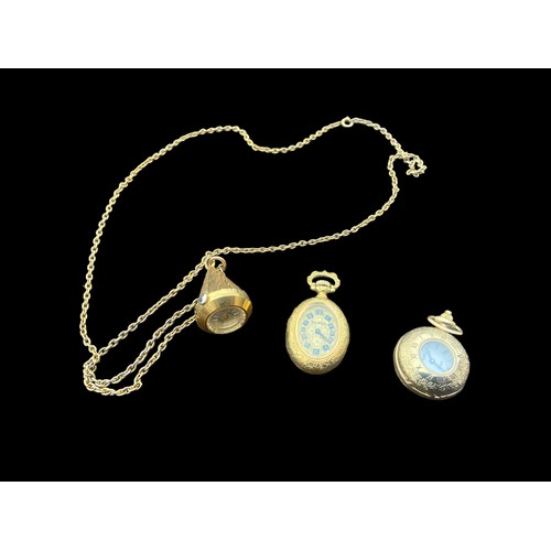 665 - 3 GOLD PLATED FOB/POCKET WATCHES