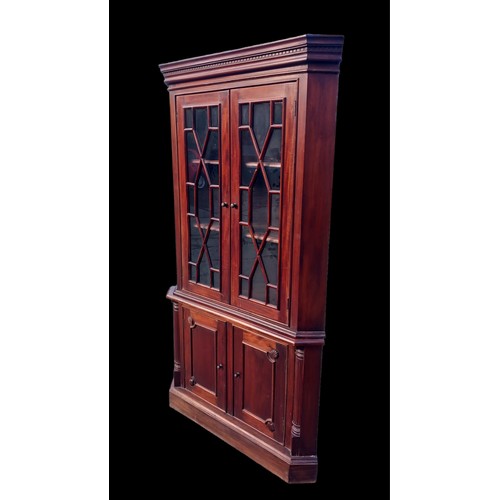 673 - AN ASTRAGAL GLAZED CORNER CUPBOARD 41 x 72