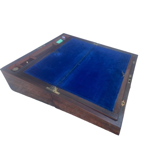 577 - AN ABOSULTELY STUNNING ROSEWOOD BRASS MOUNTED WRITING BOX MEASURES 20 x 10 x 7