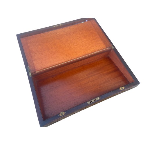 577 - AN ABOSULTELY STUNNING ROSEWOOD BRASS MOUNTED WRITING BOX MEASURES 20 x 10 x 7