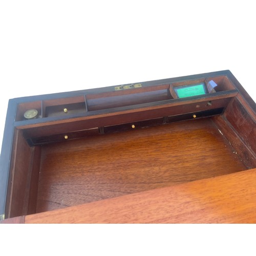 577 - AN ABOSULTELY STUNNING ROSEWOOD BRASS MOUNTED WRITING BOX MEASURES 20 x 10 x 7