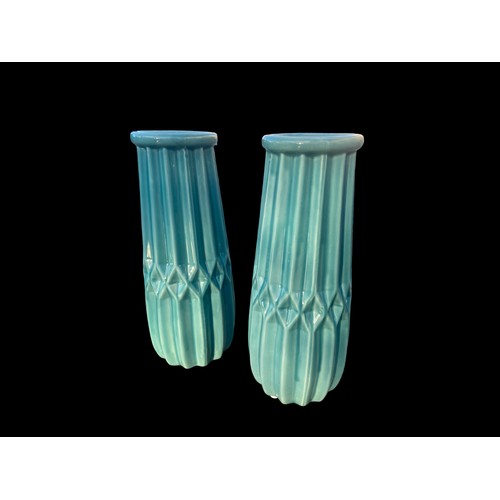 24 - A PAIR  OF NEW RETRO STYLE TURQUOISE VASE 12