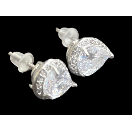 205 - PAIR OF SILVER CRYSTAL SET EARRINGS