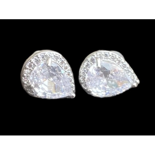 205 - PAIR OF SILVER CRYSTAL SET EARRINGS