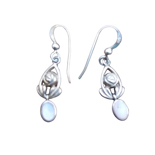 219 - A PAIR OF DROP SILVER MCKINTOSH & MOTHER PEARL EARRINGS